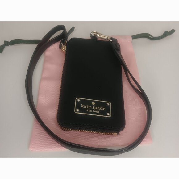 KATE SPADE NY BLACK MADISON CARD CASE LANYARD - Picture 6 of 8